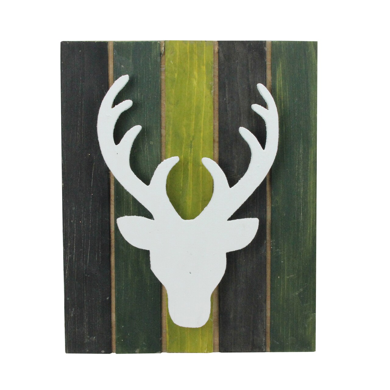 Northlight Deer Head on Forest Inspired Pallet Frame Christmas Wall Hanging - 13" - Green
